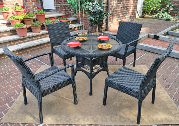 Resin Wicker Patio Dining Sets with Caribbean Chairs