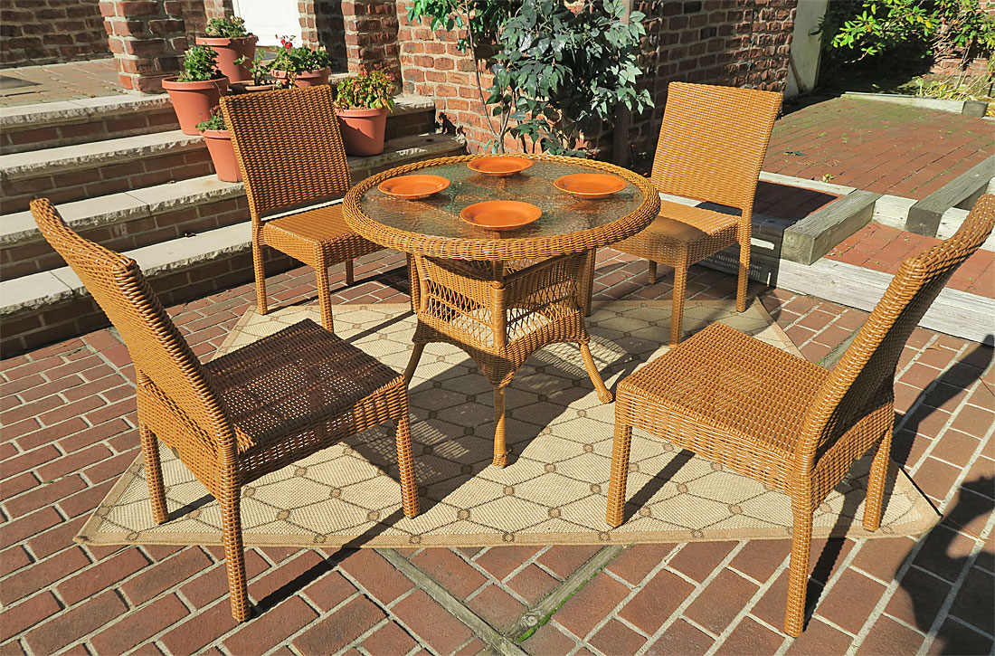 Wicker table and online chairs garden