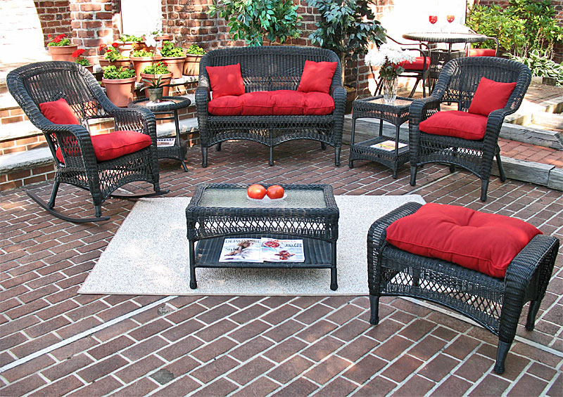 black wicker porch chairs