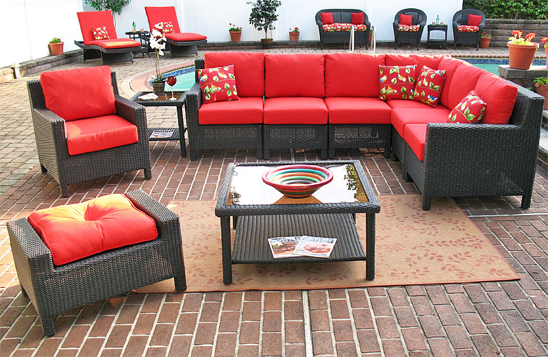 Wicker Outdoor Resin Wicker Modular Sectionals, Caribbean Black