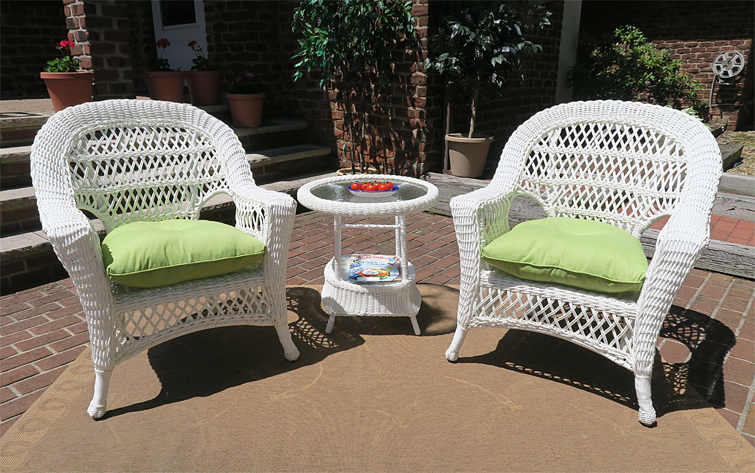 white resin wicker dining chairs