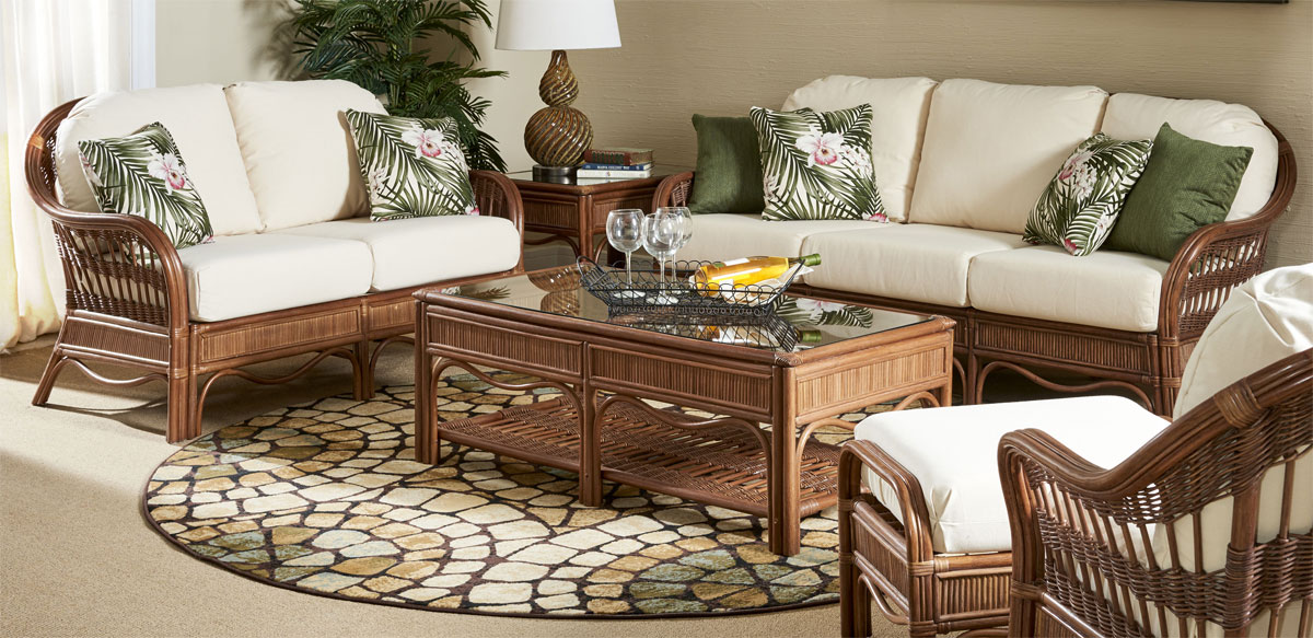 Rattan deals cushion set