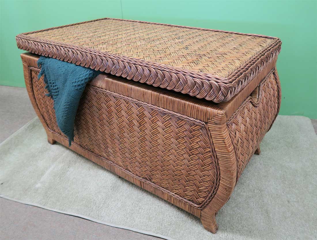 Long Low Wicker Basket, Antique Walnut Brown, Extra Large