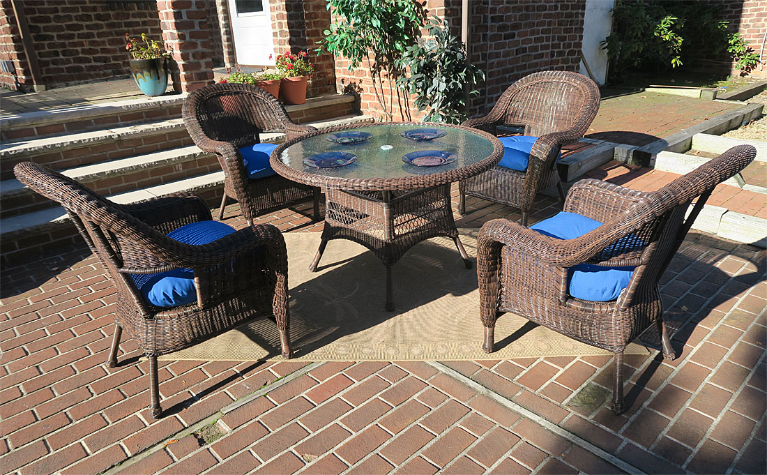 Resin Wicker Patio Dining Sets with Malibu Chairs (4 Colors)