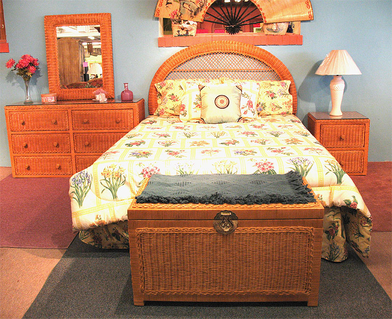 Caramel Traditional Wicker Bedroom Collection