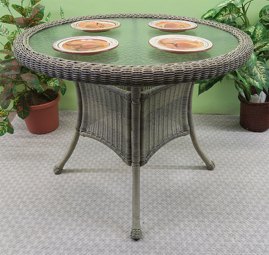 Round wicker outdoor dining table sale