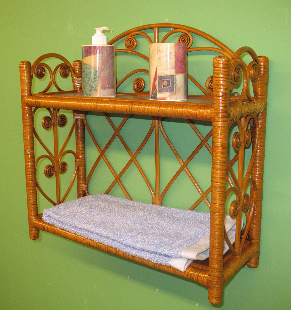 Rattan discount towel shelf