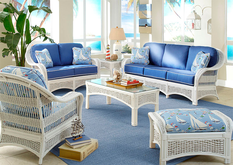 Blue deals wicker furniture