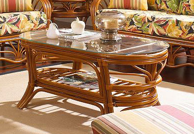 Rattan Coffee Table, Oval Tahiti Style