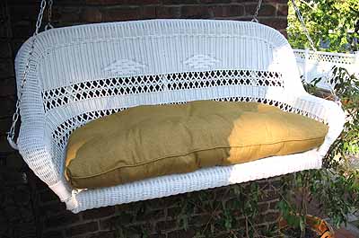 Resin Wicker Porch Swing Loveseat with Cushion 