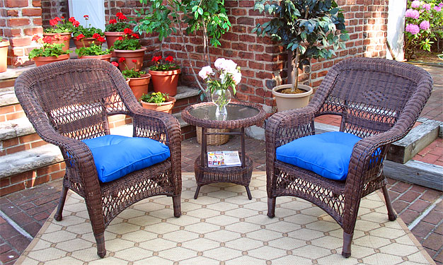 Bel Aire Resin Wicker Chat Set (2) Chairs (1) Round Table