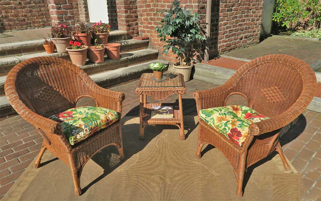 3 Piece Natural Wicker Diamond Chat Set of 3