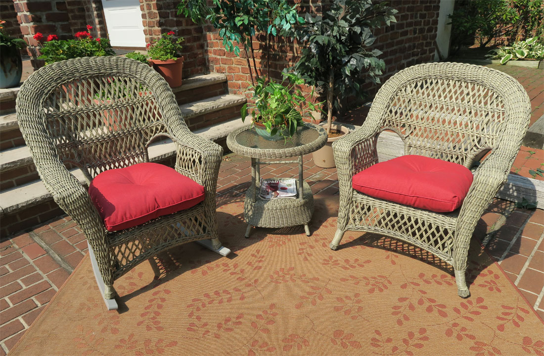 3 Piece Madrid Resin Wicker Chat Set (1) Chair (1) Rocker Round Table