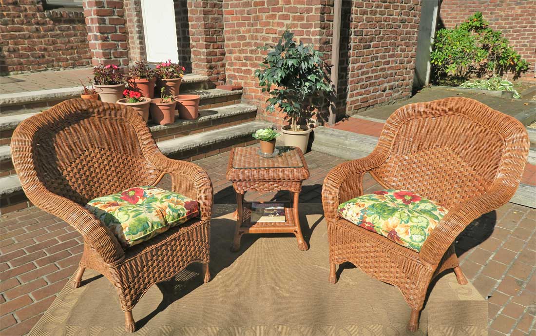  3 Piece Naples Natural Wicker Chat Set 