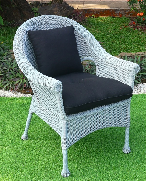 Cape May Resin Wicker Chair with Cushions,  Premium 28% Thicker Indonesian 7 mm Synthetic Wicker 