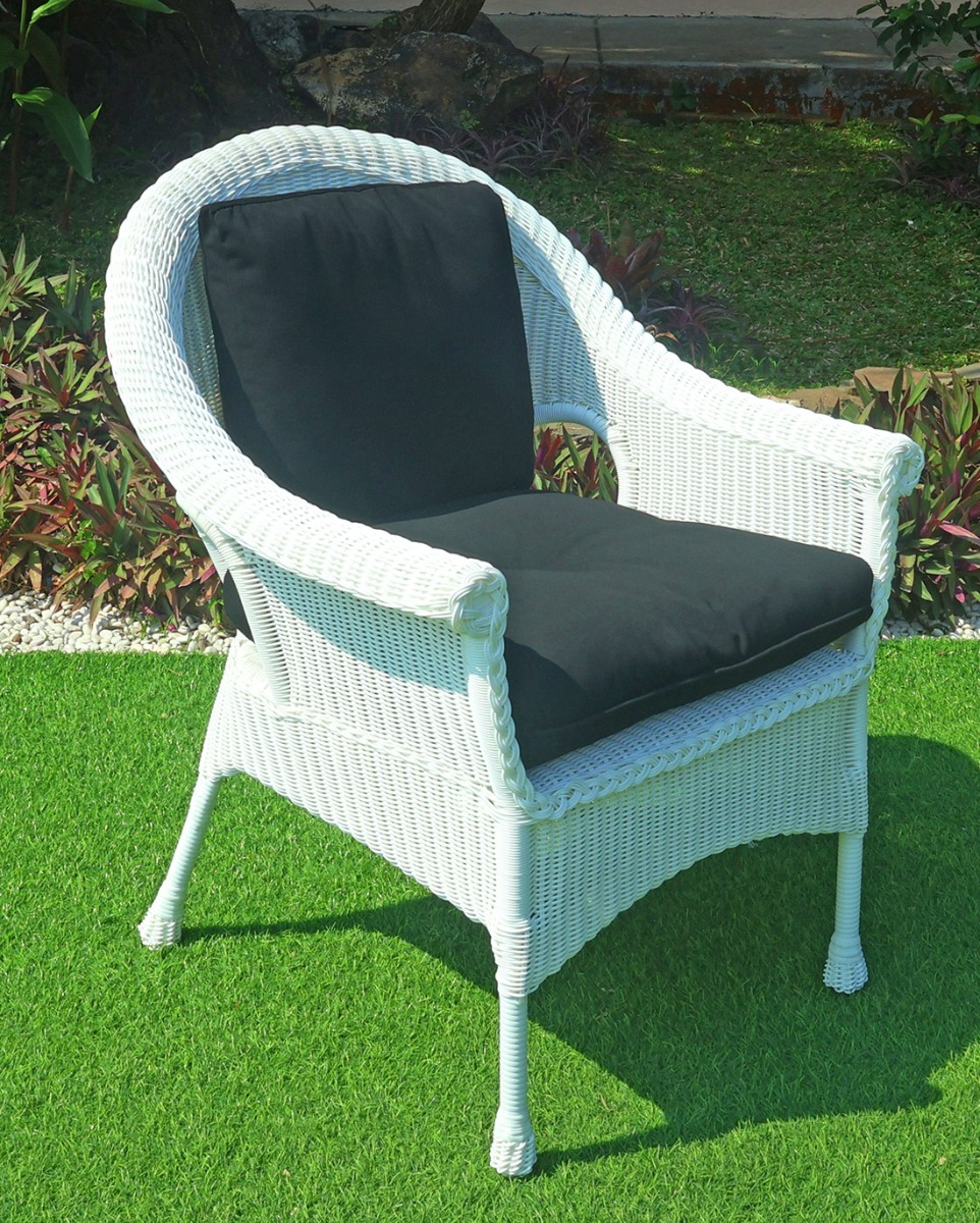Cape May Resin Wicker Chair w/Seat &amp; Back Cushions,  Premium Indonesian Solid Synthetic Wicker 
