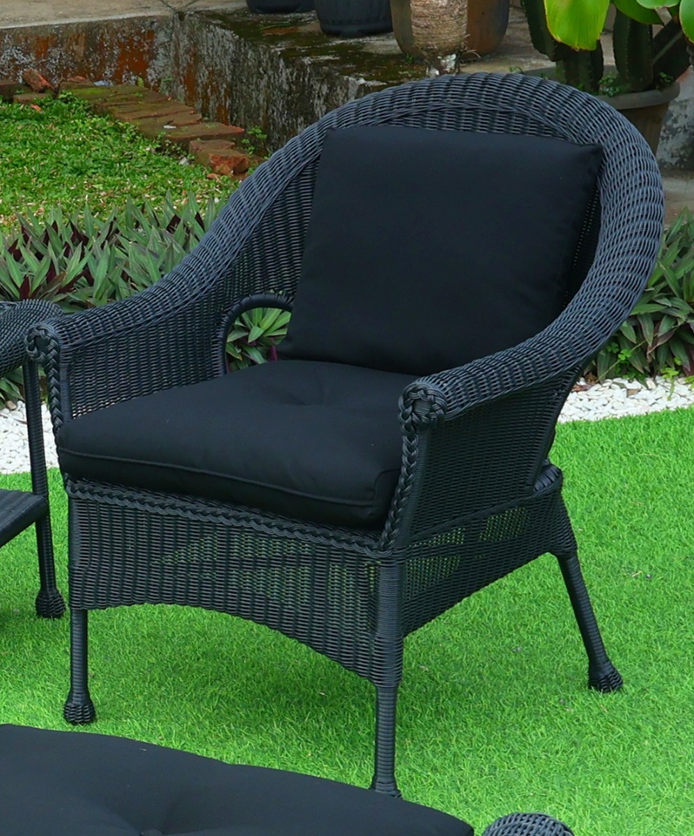 Cape May Resin Wicker Chair w/Seat & Back Cushions, Premium 28% Thicker Indonesian 7 mm Synthetic Wicker