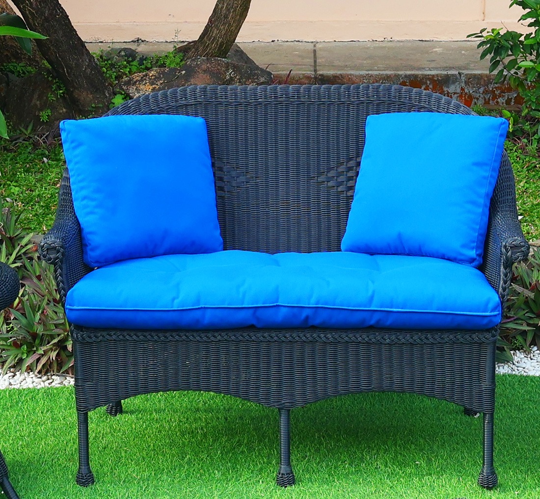 Cape May Resin Wicker Loveseat w/Seat & Back Cushions, Premium 28% Thicker Indonesian 7 mm Synthetic Wicker