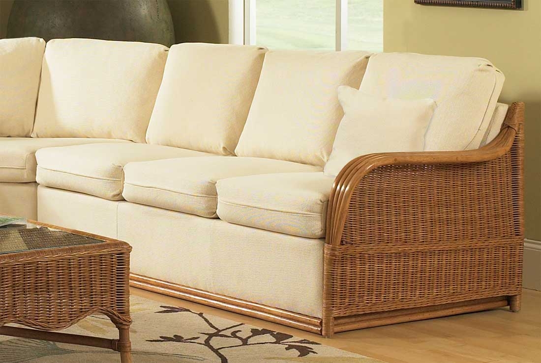 Bodega Bay Indoor Rattan Right Arm Facing Sleeper Sofa