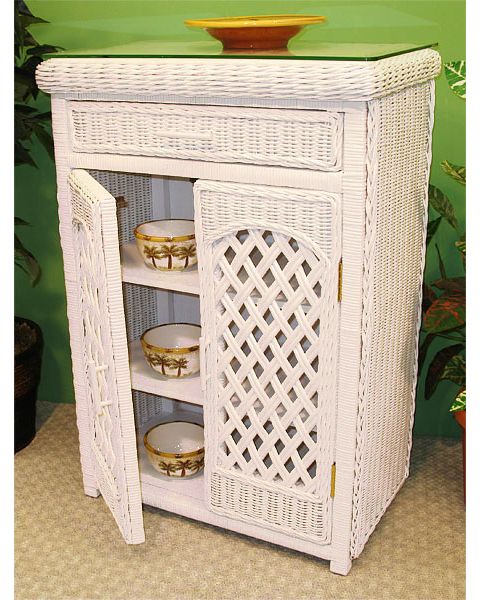 Single Lattice Wicker Cabinet