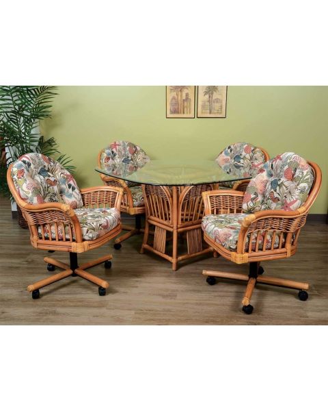 (5) Piece Manchester Rattan Dining Set with Casters (3) Colors