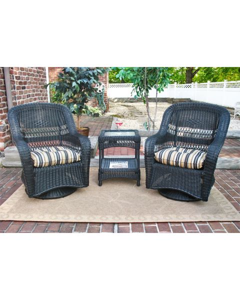 Bel Aire Resin Wicker Swivel Glider Chat Set (Square Table) 