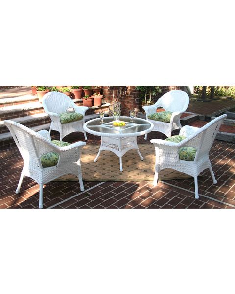 High Back Veranda Resin Wicker Conversation Set (1) 24" High Table (4) Chairs