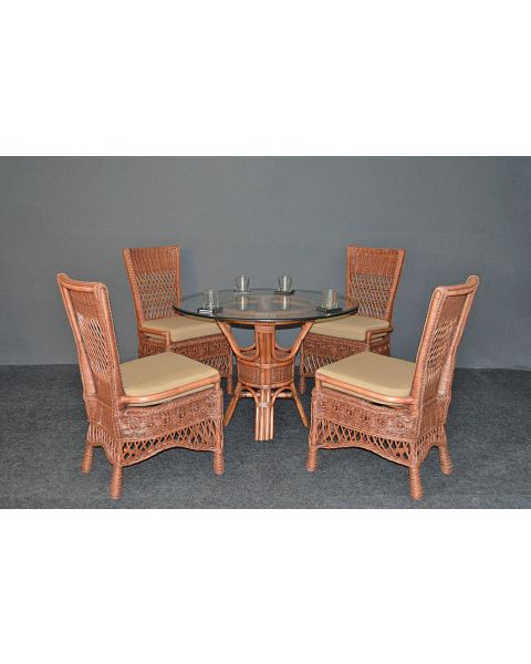 Wicker Dining Sets 42" Round (4) Side Chairs) Beaded Francesca Style