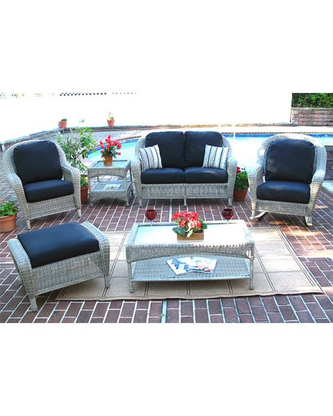  4 Piece Laguna Beach Resin Wicker Patio Furniture with Love Seat, (2) Chairs & Cocktail Table