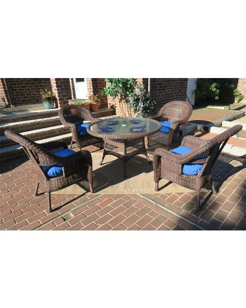 Malibu Resin Wicker Dining Set 48" Round (Click Here to see all 4 Wicker Colors)