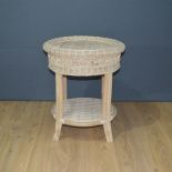 Victorian Rnd Beaded End Table - White Wash
