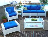 5 Piece  Modular Wicker Sectional Seating + Tables, Caribbean 