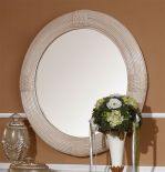  Round Rattan Mirror, White Wash Mezza Luna Style 30