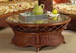 Wicker Cocktail Table Round Rattan Frame, East Winds Style (Custom Finishes)