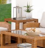 Wicker End Table, Rattan Frame, Millennial Style (Custom Finishes)