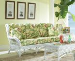 Old Nassau Natural Woven Rattan Wing Back Sofa 