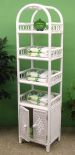 Wicker Etagere With Lower Door, White