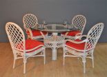 WHITE WASH WITH POPPY RED CUSHIONS