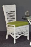 WHITE CHAIR WITH CELERY GREEN CUSHION