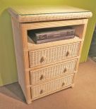Pavilion 3-Drawer Swivel Top Wicker TV. Stand, White Wash