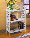 White Wicker Floor Shelves, 3 Shelves