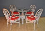 WHITE WASH WITH POPPY RED CUSHIONS