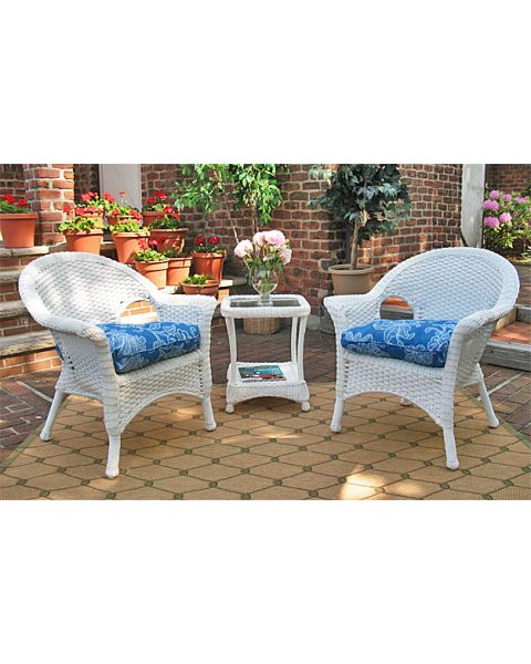 3 Piece Veranda Chat Resin Wicker  Set with Square Table