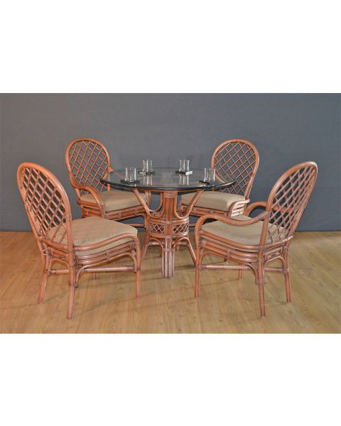 Florentine 42" Round Rattan Dining Sets (2-Arm & 2-Side Chairs)