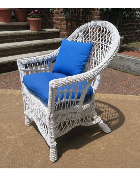 Natural Wicker Chair, Garden Side Style W/Seat Cushion