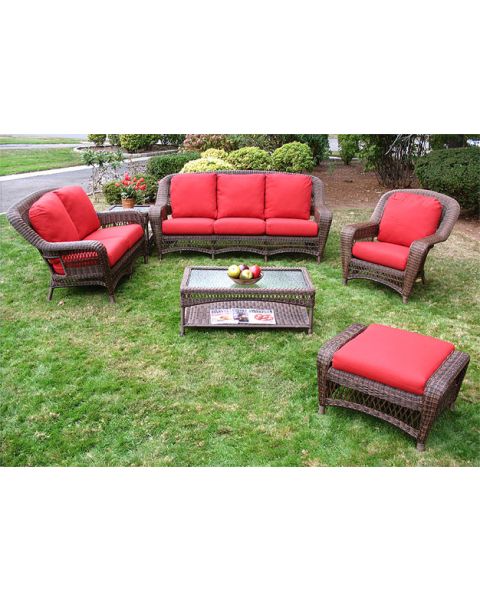 6 Piece  Resin Wicker Furniture Set, Palm Springs. Sofa, Love Seat, Chair, Ottoman, Cocktail & End Table