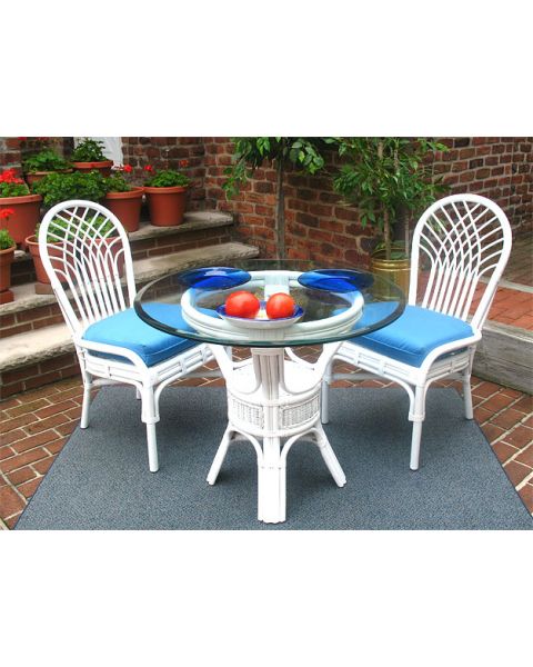 Natural Rattan Dining Set 36" Savannah (2-Side Chairs) (3 frame colors)