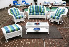 4 Piece Laguna Beach Resin Wicker Patio Furniture with Love Seat, Chair, Rocker & Table