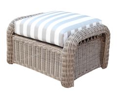 Basketweave Outdoor Resin Wicker Ottoman 