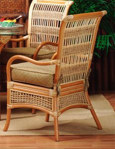 Wicker Dining Chair W/Seat Cushion, Figi Style w/Arms Min (2)